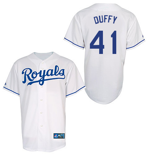 Danny Duffy #41 Youth Baseball Jersey-Kansas City Royals Authentic Home White Cool Base MLB Jersey
